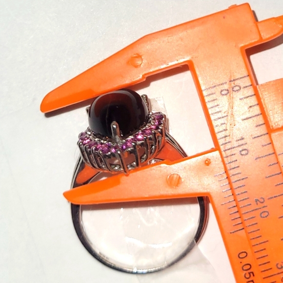 Ring 5 Tiger eye w Pink Crystal Halo Sterling silver - Picture 6 of 6